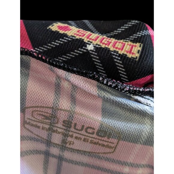Sugoi Lumber Jane Pink And Black Plaid Cycling Jersey With Pockets Size Small - Picture 6 of 16